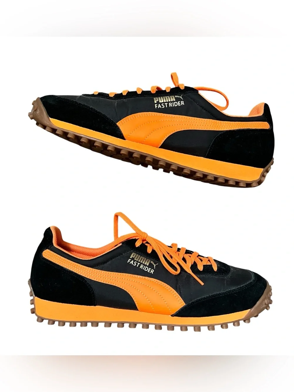 Puma Black and Bright Orange Fast Rider sneakers size 10.5 men’s